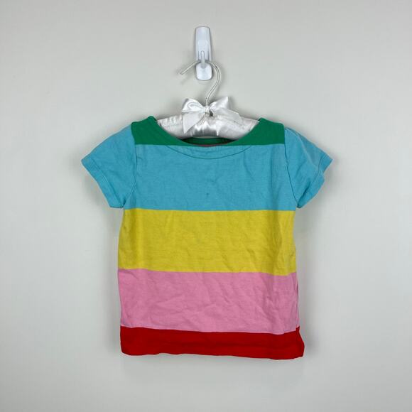 Mini Boden Chunky Rainbow Striped Short Sleeve Breton Tee Shirt 3-4 - Picture 1 of 7